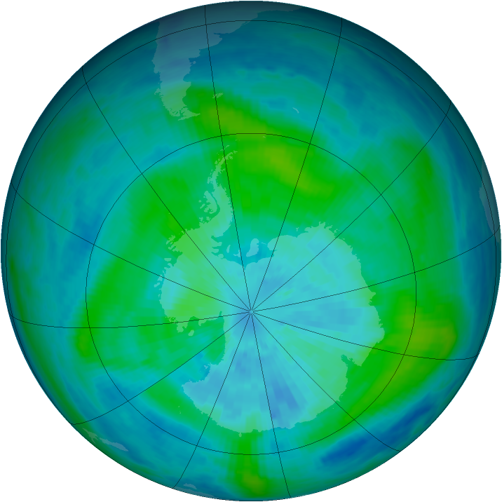 Antarctic ozone map for 18 March 1987